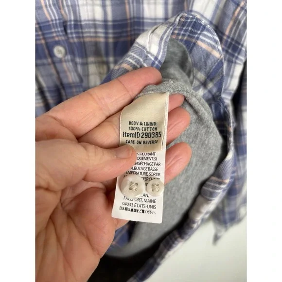 LL Bean Women's Sz Small Plaid Lined Shirt Shacket Periwinkle Purple Flannel - Picture 5 of 9